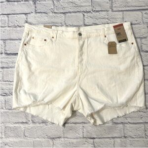 Levi’s 501 White Jean Shorts High Waisted Distressed Cut Offs Plus Size 22W NWT